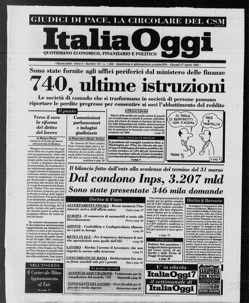 Italia oggi : quotidiano di economia finanza e politica